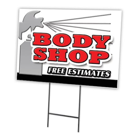 Signmission Body Shop Free Estimate Yard & Stake outdoor plastic coroplast window, 2436-Body Shop Free Estimate C-2436-DS-Body Shop Free Estimate
